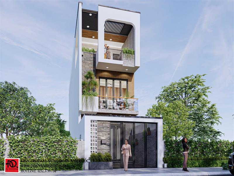 Thiết kế nhà Phan Thiết, Xây nhà trọn gói Phan Thiết, Thi công nhà trọn gói Phan Thiết, Thiết kế Thi công nội thất Phan Thiết Bình Thuận, Công ty Xây dựng Bình Thuận, Thiết kế nhà Bình Thuận, Xây nhà trọn gói Bình Thuận. Mẫu nhà phố hiện đại 1 trệt 2 lầu được xây nhà trọn gói Bình Thuận